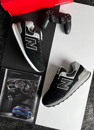 Мужские кроссовки new balance 574 full suede black grey