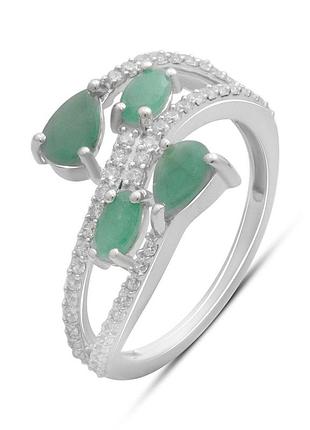 Срібне кільце високої якості з натуральним смарагдом 1.792ct, вага виробу 2,69 г (2179955) 18.5 розмір 2.58, 17"