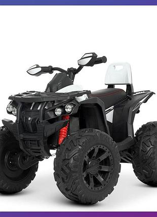 Детский электро квадроцикл на аккумуляторе с пультом управления bambi m 4795 для детей 3-8 лет белый