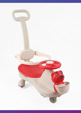 Детская каталка-толокар joy sj-774-48 с родительской ручкой 2 в 1 красный