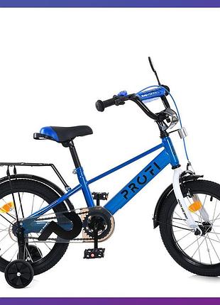 Велосипед дитячий двоколісний сталевий profi mb 16022-1 16" зріст 100-120 см вік 4 до 7 років синій