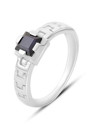Срібне кільце високої якості з натуральним сапфіром 0.75ct, вага виробу 2,76 г (2168768) 18 розмір