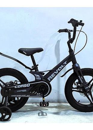 Велосипед дитячий двоколісний магнієвий corso revolt rv-16200 16" зріст 100-120 см вік 4-7 років чорний