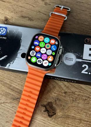 Розумний смарт-годинник smart watch t900 ultra bluetooth крокоміром пульсометром тонометром лічильник калорій жовтогарячий