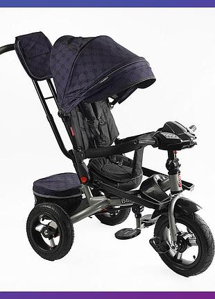 Детский трехколесный велосипед коляска с пультом и поворотным сиденьем best trike 6088 f-702-15 фиолетовый