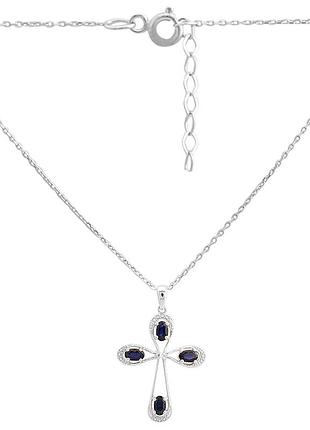 Серебряное колье высокогокачества с натуральным сапфиром 1.152ct, вес изделия 3,88 гр (2167631) 450500 размер