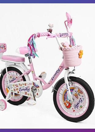 Велосипед детский двухколесный corso emily ml-76369 16" рост 100-120 см возраст 4 до 7 лет розовый