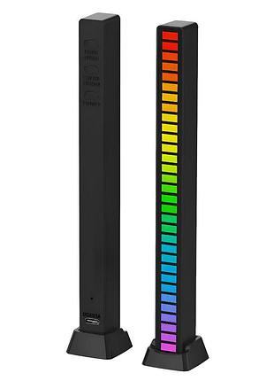 Светодиодный светильник rgb с микрофоном. led светильник "уровни музыки", 32 светодиода 5v, 18 см. аудио уровень черный for home