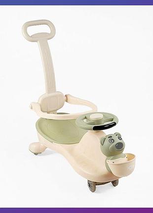 Детская каталка-толокар joy sj-325-74 с родительской ручкой 2 в 1 зеленый