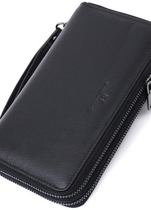 Мужской клатч на два отделения из натуральной кожи st leather 22684 черный