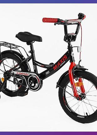 Велосипед детский двухколесный corso maxis cl-16031 16" рост 100-120 см возраст 4 до 7 лет черный