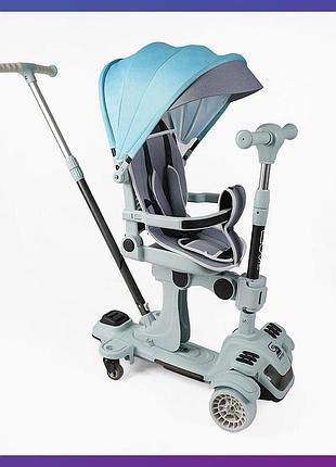 Дитячий триколісний самокат біговел із сидінням складаний skyper bl-61020 5в1 для дітей від 1 року синій