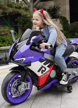 Детский электро мотоцикл двухколесный на аккумуляторе ducati m 6013 для детей 3-8 лет фиолетовый