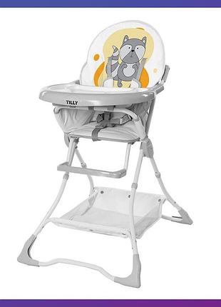 Детский стульчик для кормления tilly buddy t-633/2 yellow raccoon серый
