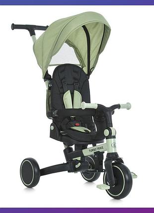 Детский трехколесный велосипед - коляска turbotrike mt 1036 с родительской ручкой зеленый