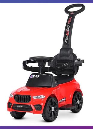 Детская каталка-толокар bmw x5 m 4848 с родительской ручкой 2 в 1 красный