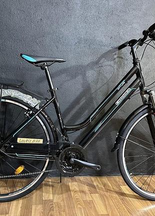 Велосипед городской двухколесный на алюминиевой раме crosser city life lady 28" рама 18" черно-синий