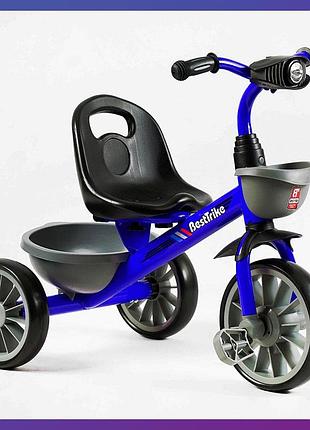 Детский трехколесный велосипед best trike bs-12530 фара с музыкой и светом 2 корзины синий