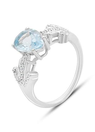 Серебряное кольцо высокогокачества с натуральным топазом 2.593ct, фианитами, вес изделия 3,49 гр (2152095) 17 размер