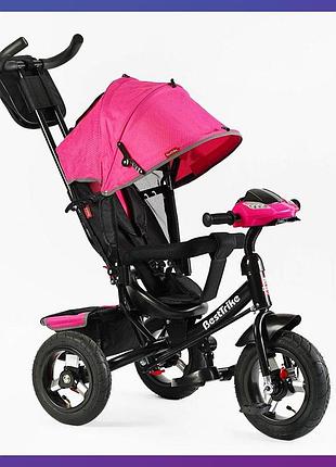 Детский трехколесный велосипед - коляска best trike 3390 / 33-908 с родительской ручкой розовый