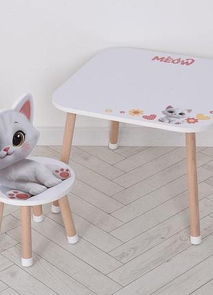 Детский деревянный столик со стульчиком meow m 502-2 котик