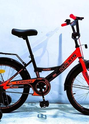 Велосипед детский двухколесный corso maxis mx-90147 18" рост 110-130 см возраст 5 до 8 лет черно-красный