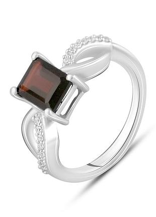 Срібне кільце високої якості з натуральним гранатом 2.308ct, вага виробу 3,13 г (2117810) 17 розмір