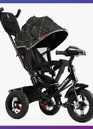 Детский трехколесный велосипед - коляска best trike 3390 / 31-025 с родительской ручкой черный