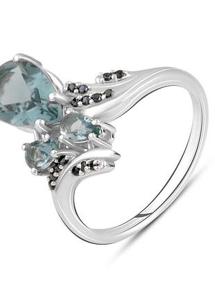 Серебряное кольцо высокогокачества с топазом лондон блю 1.837ct, вес изделия 3,24 гр (2127345) 17.5 размер