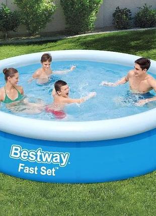 Круглий сімейний надувний басейн bestway 57273 366х76 з фільтром насоса