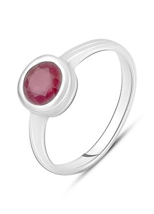 Серебряное кольцо высокогокачества с натуральным рубином 1.15ct, вес изделия 2,31 гр (1192436) 17.5 размер