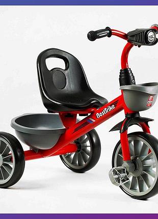 Детский трехколесный велосипед best trike bs-23044 фара с музыкой и светом 2 корзины красный