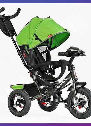 Детский трехколесный велосипед - коляска best trike 3390 / 34-820 с родительской ручкой зеленый