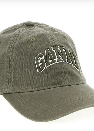 Бейсболка ganni embroidery зелена