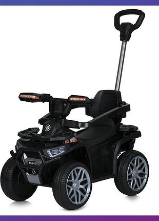 Детская электромобиль каталка толокар 3 в 1 с родительской ручкой bambi m 5944 черный
