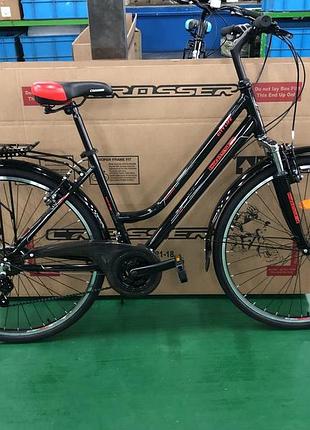 Велосипед городской двухколесный на алюминиевой раме crosser city life lady 28" рама 18" черно-красный