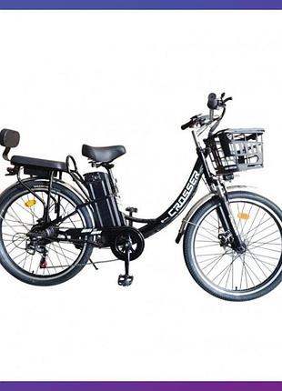 Электровелосипед двухколесный для взрослых crosser e-lit 26" 48v/500w/20ah 40 км/ч черный