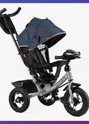Детский трехколесный велосипед - коляска best trike 3390 / 32-068 с родительской ручкой синий