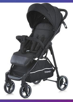 Дитяча прогулянкова коляска-книжка з регульованою спинкою bambi m 4249-2 black matt чорний