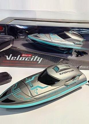 Детский катер на радиоуправлении mx-0058-4 аккумуляторный водонепроницаемый серый