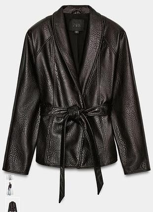 Жакет zara , leather effect belted jacket zara , куртка zara