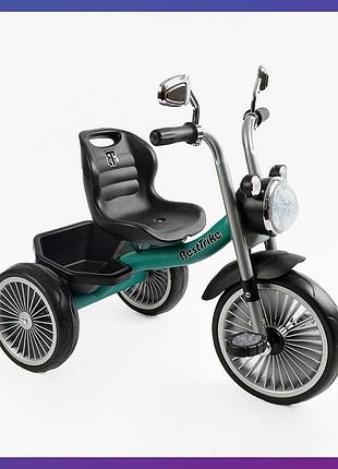 Детский трехколесный велосипед best trike bs-65010 с корзинкой зеленый