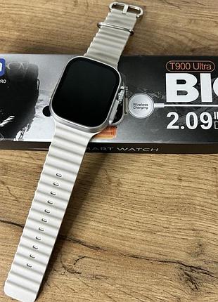 Розумний смарт-годинник smart watch t900 ultra bluetooth крокоміром пульсометром тонометром лічильник калорій білий