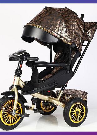 Детский трехколесный велосипед - коляска best trike perfetto 8066 / 819-40 с родительской ручкой золотистый