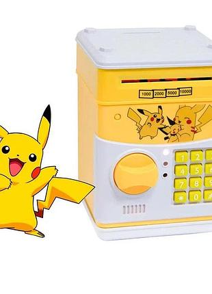 Детская копилка-сейф Андронc электронная minion с кодовым замком и купюроприемником банкомат для денег пикачу