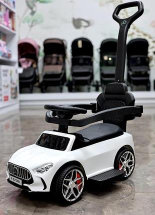 Детская каталка-толокар 2в1 mercedes m 6255 с родительской ручкой белый