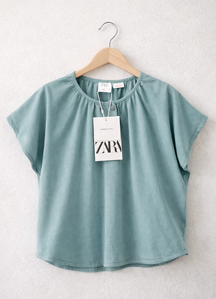 Футболочка zara бирюзовая оверсайз 104см