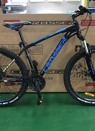Велосипед горный двухколесный одноподвесной на алюминиевой раме crosser scorpio 26" 17" рама черно-синий