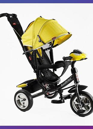 Дитячий триколісний велосипед — коляска best trike 6588 / 62-119 з батьківською ручкою жовтий