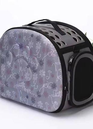 Сумка переноска домашних животных до 5 кг cosmopet s 35x20х22 см серый с принтом
